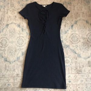 Cotton Candy LA; ribbed tie-up dress